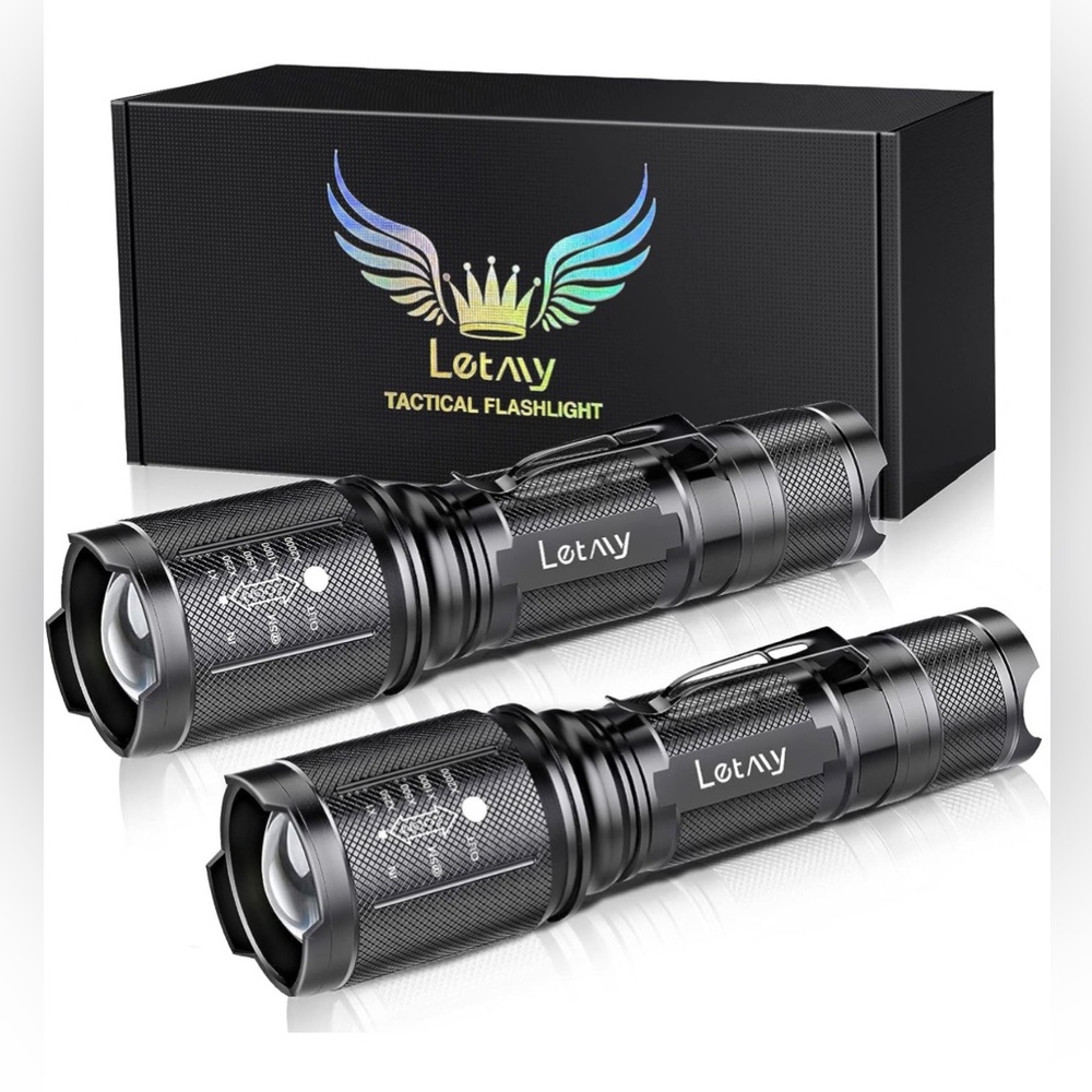 2Pcs Ultra Bright High Lumens LED Flashlights - Zoomable LED Tactical Flashlight